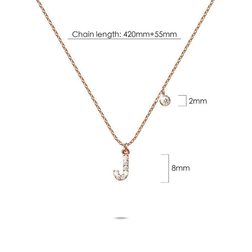 Solid 925 Sterling Silver Initial Crystal Personalised Alphabet Letter Necklace Rose Gold Filled